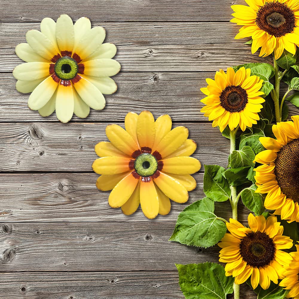 YEAHOME metal sunflower highlights gradient beige petals for elegant room accents.