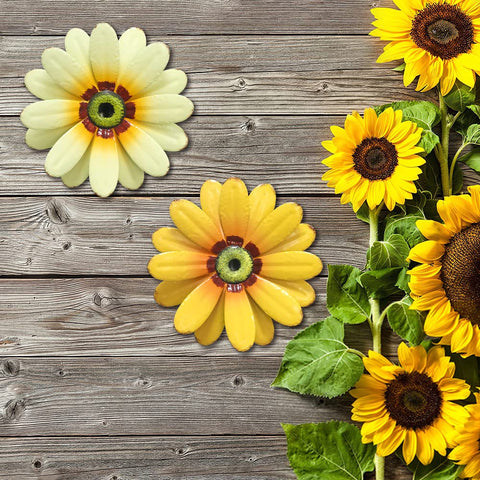 YEAHOME metal sunflower highlights gradient beige petals for elegant room accents.
