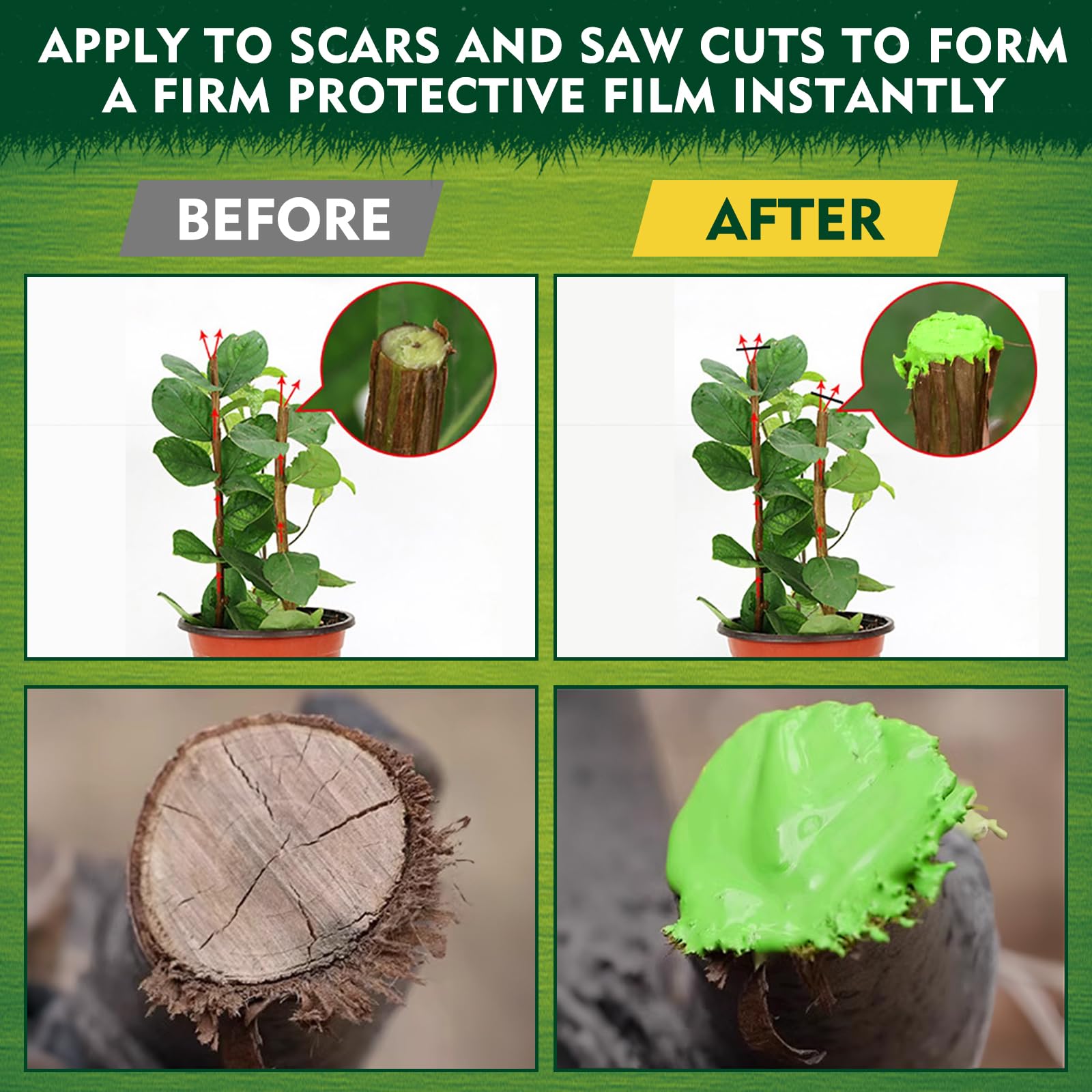 Yeardera sealer dries quickly, forming a flexible seal on pruning wounds