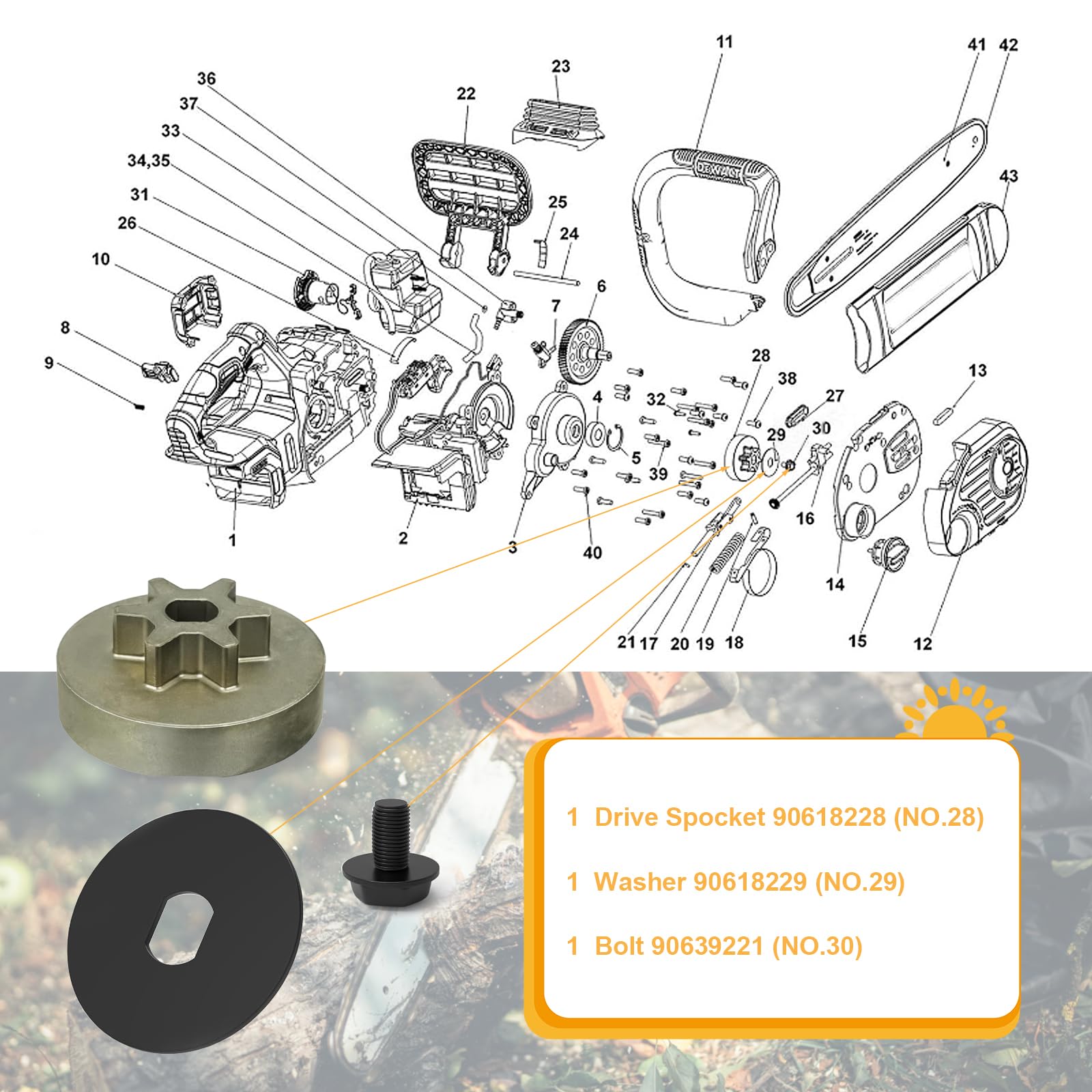 YUEARN drive sprocket for DeWalt DCCS620P1 enables reliable performance and smooth operation