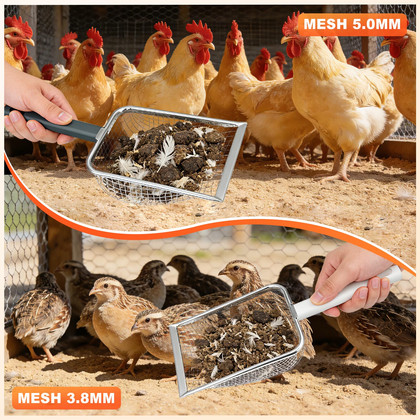 Yearock stainless steel 5mm mesh for heavy litter and manure separation
