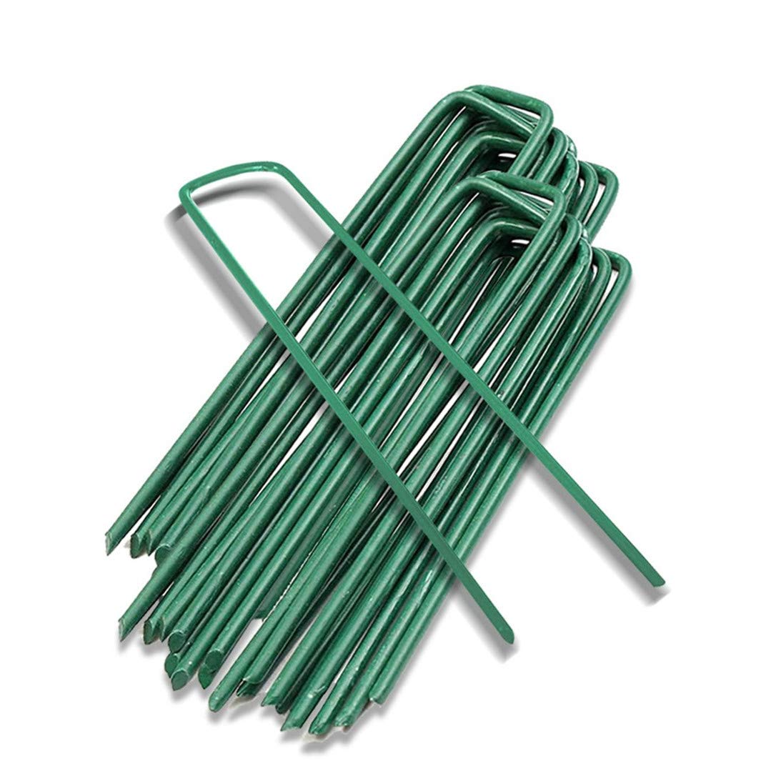 Yeasing garden pegs 6-inch U-shaped stake securing landscape fabric in tough ground.