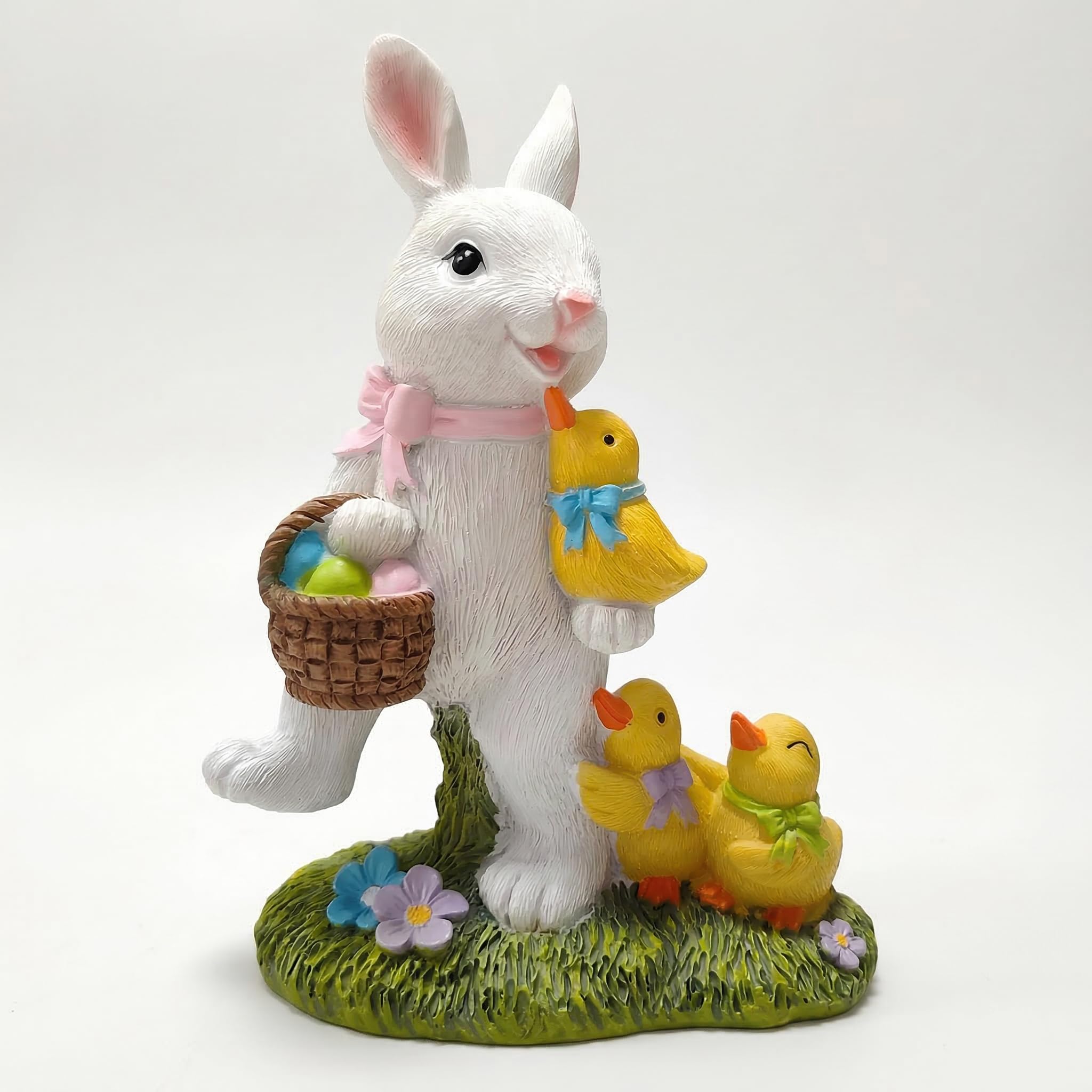 YECRUX Easter bunny figurine with goslings for outdoor garden charm