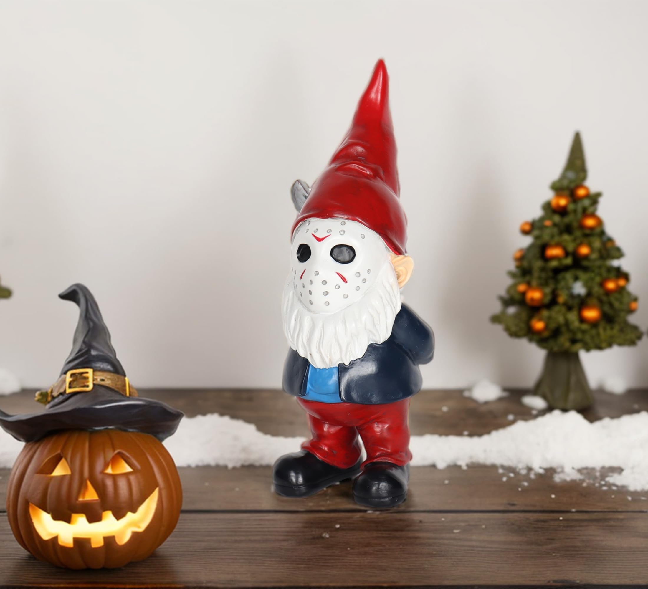 YECRUX Ghostly garden gnome gift, ideal for horror fans.