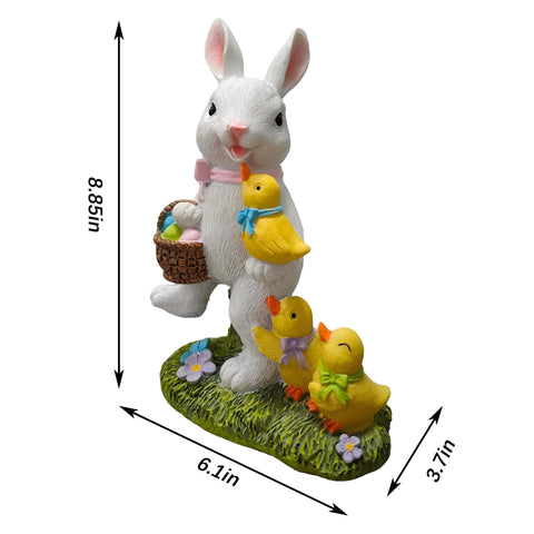 YECRUX hand-painted Easter bunny statue with soft colors
