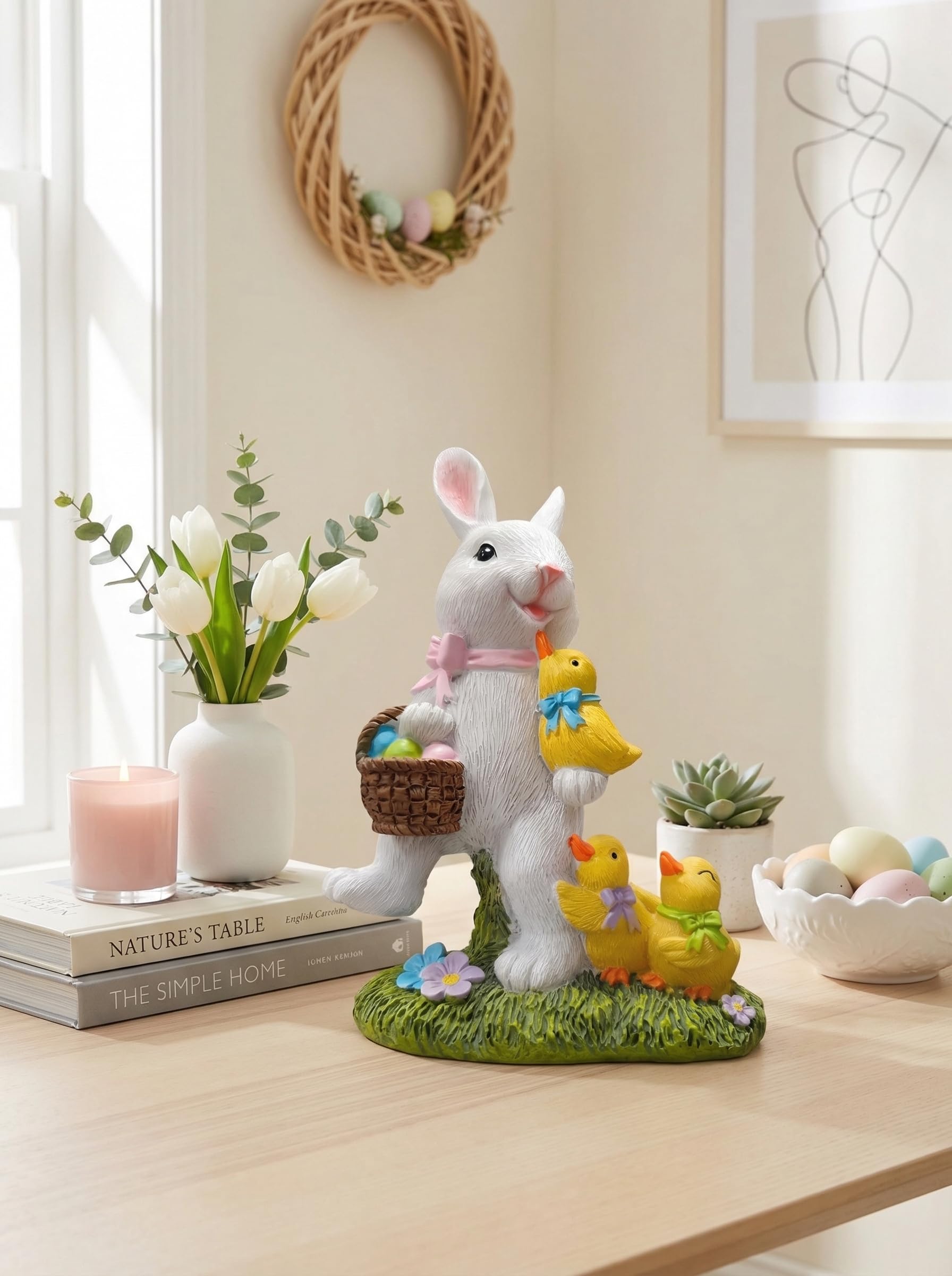 YECRUX resin decor weather-resistant bunny sculpture for seasons