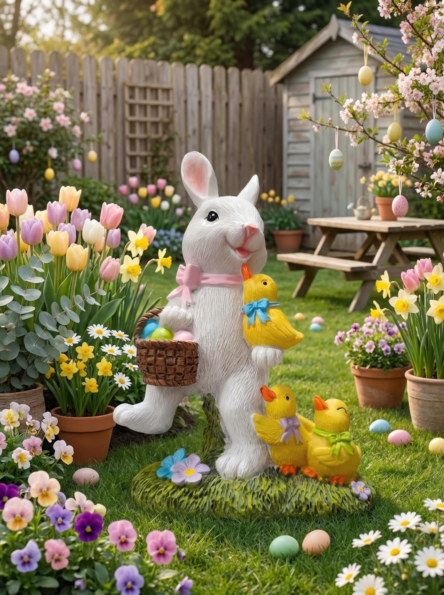 YECRUX spring decor featuring bunny and goslings for garden display