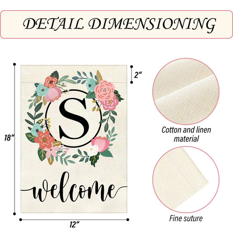 YeeCASE monogram garden flag fabric detail highlights durable, washable, UV fade-resistant material.