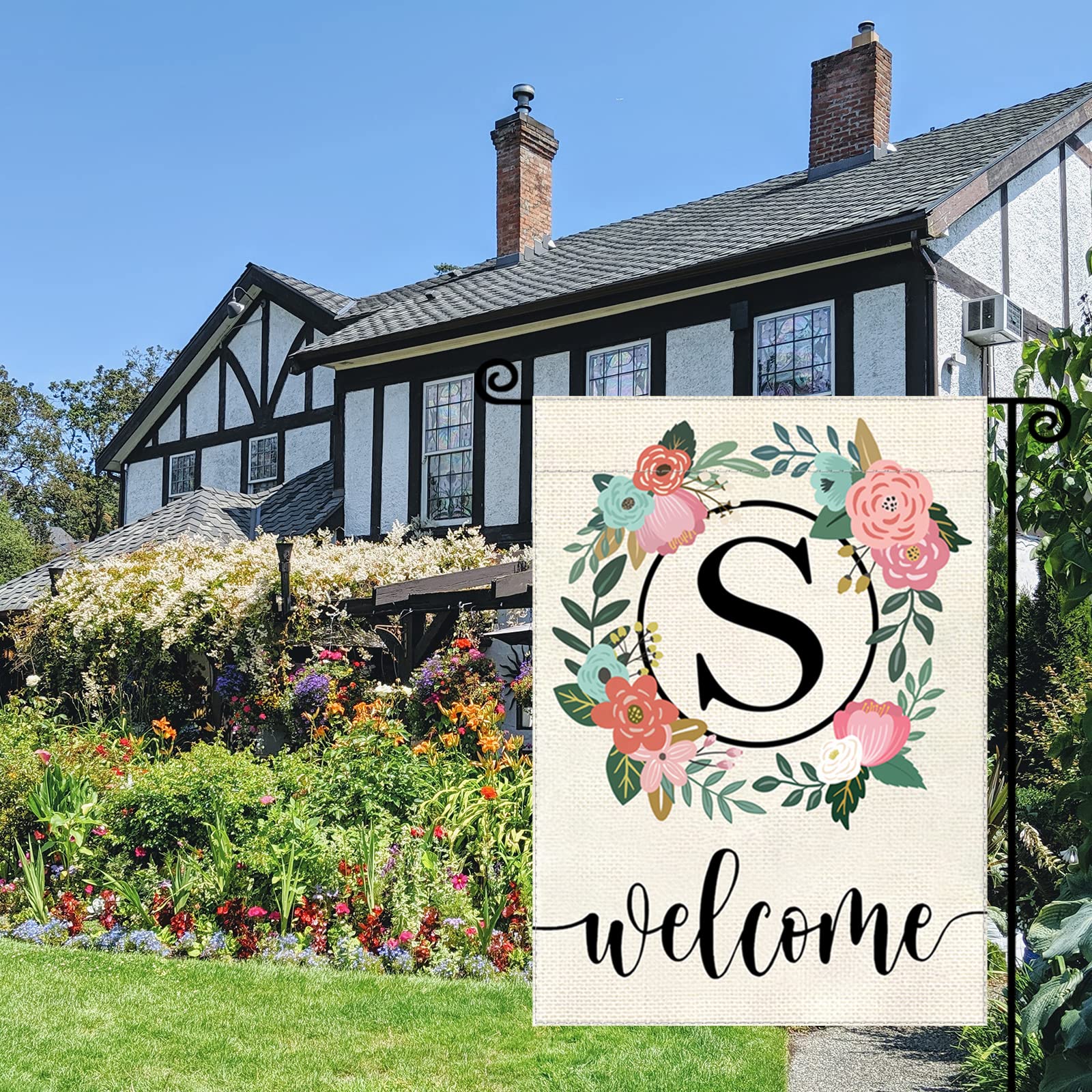 YeeCASE monogram garden flag yard decor usage fits porch or garden.