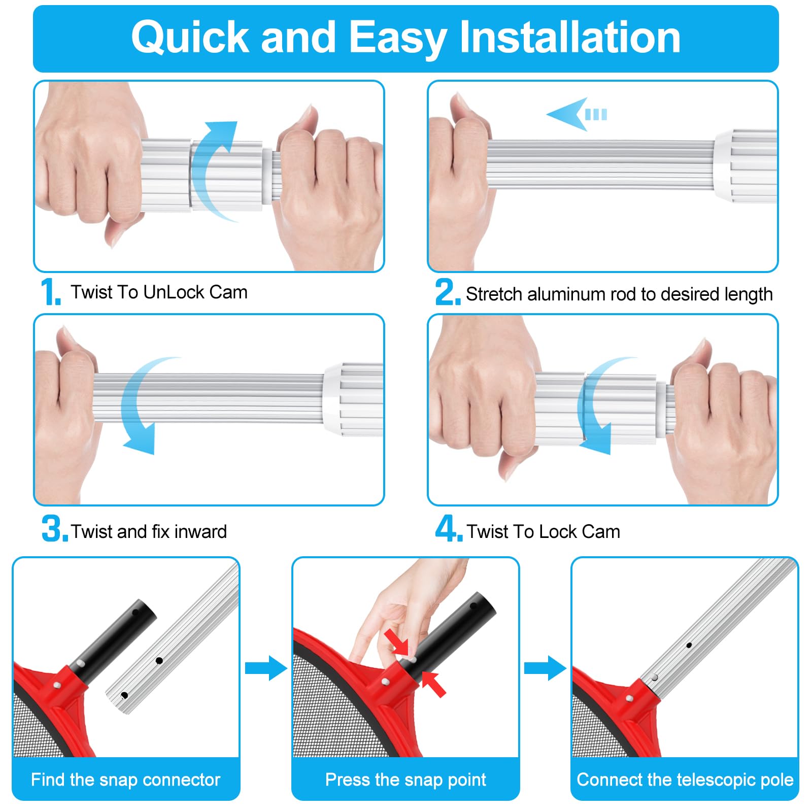 YEECHUN universal pool brush pole fits standard accessories