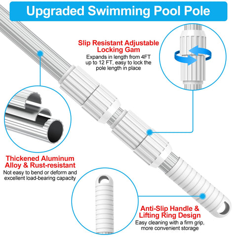 YEECHUN thickened 1-30mm aluminum pole resists bending during cleaning