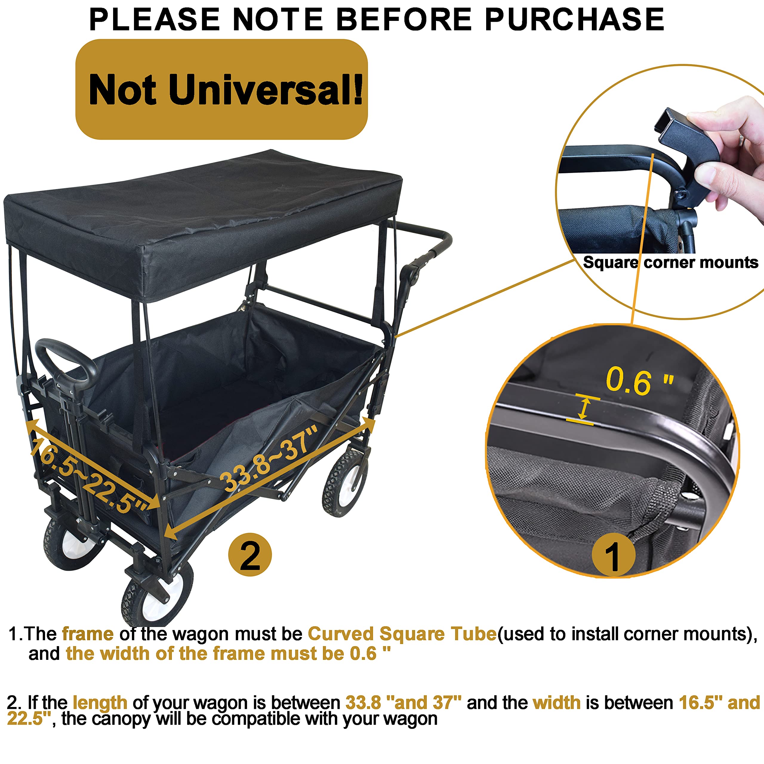 Durable poles and corner mounts create stable wagon support