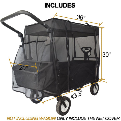 YEEDOIDO wagon net drapes easily over the push handle for quick setup