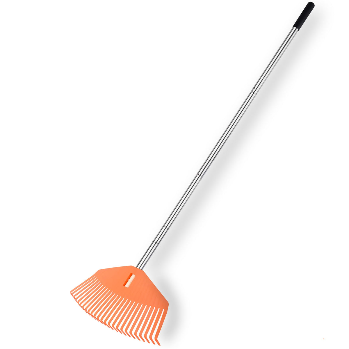 YEELOR leaf rake head close-up showing sturdy tines for efficient leaf collection.