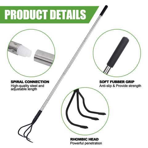 YEELOR 3-Tine Tiller ergonomic grip aids comfortable gardening sessions.