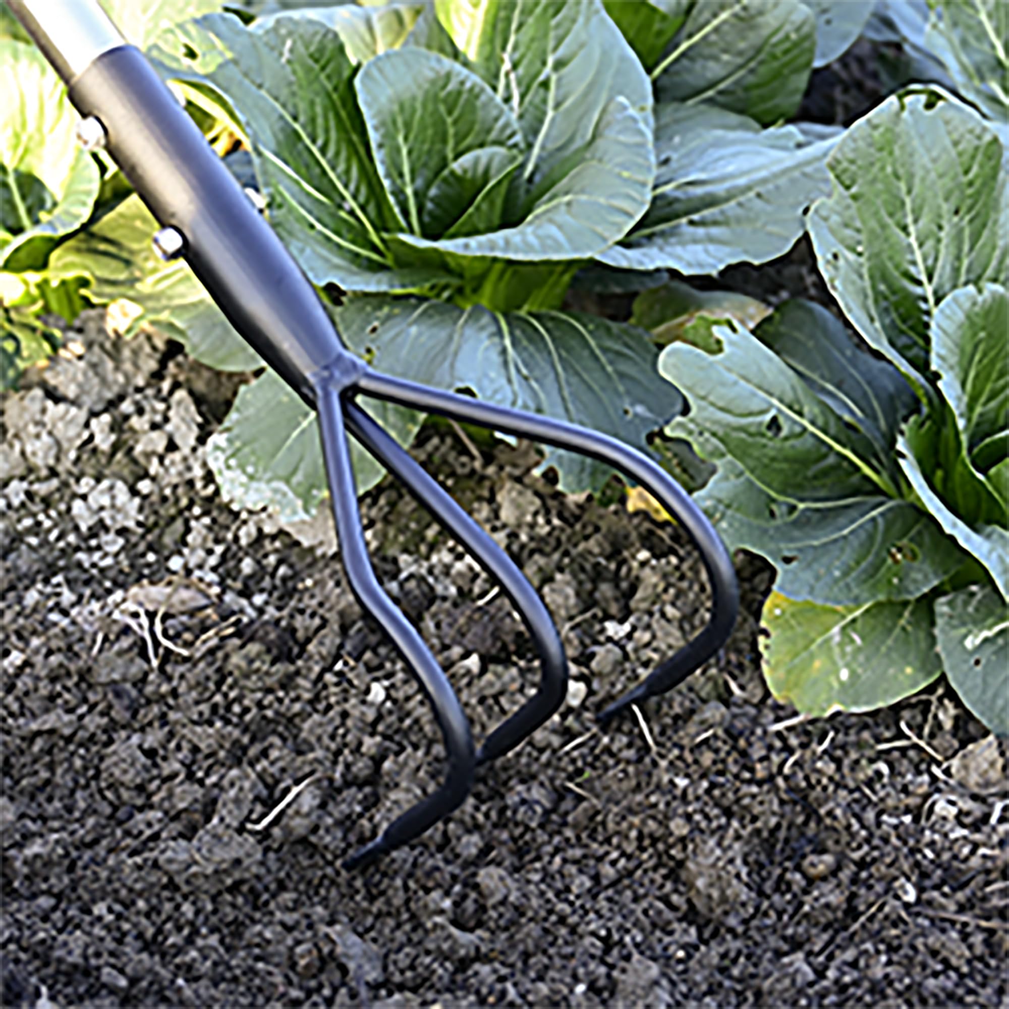 YEELOR adjustable-handle tiller enabling comfortable garden maintenance outdoors.