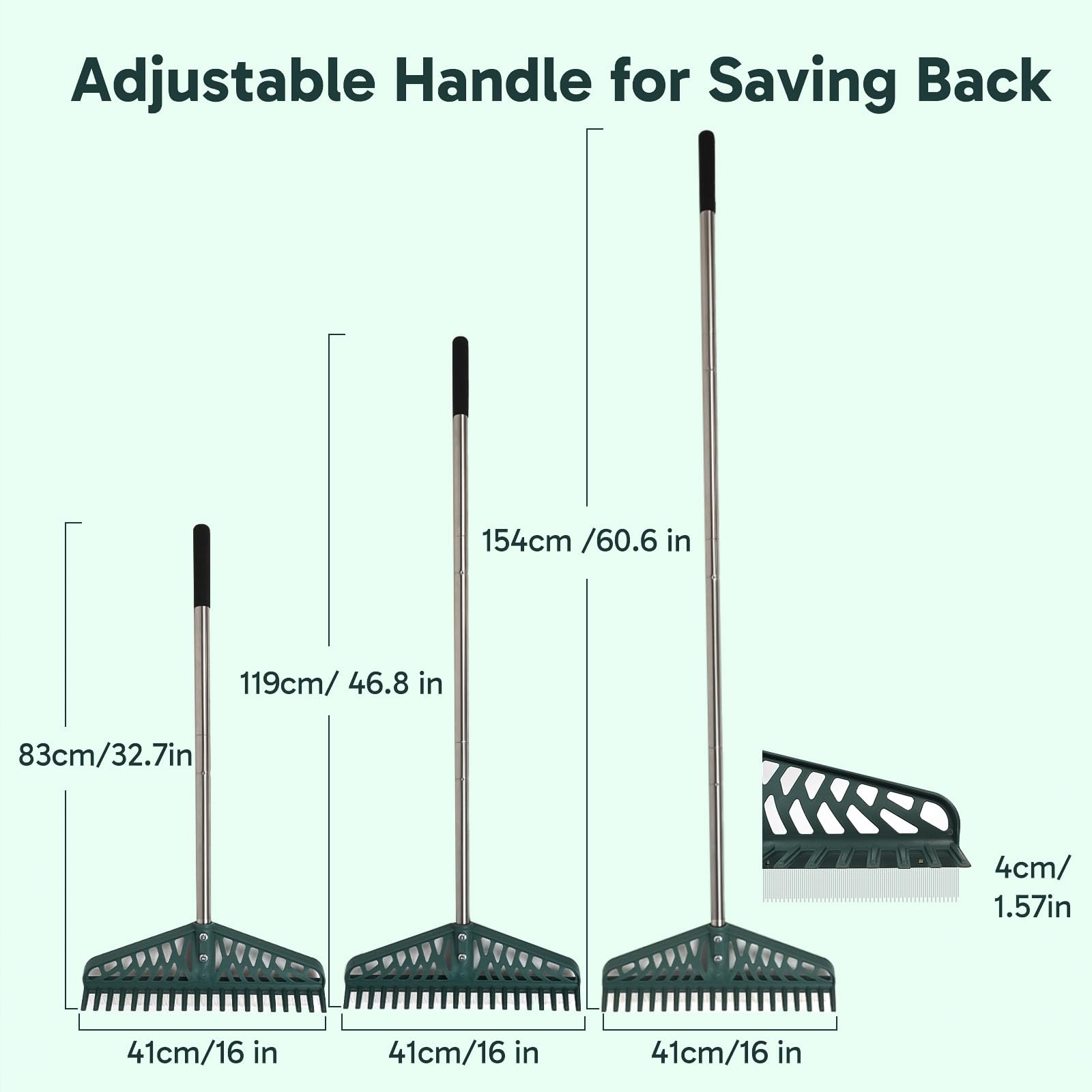 YEELOR stainless steel handle provides durable support during cleaning.
