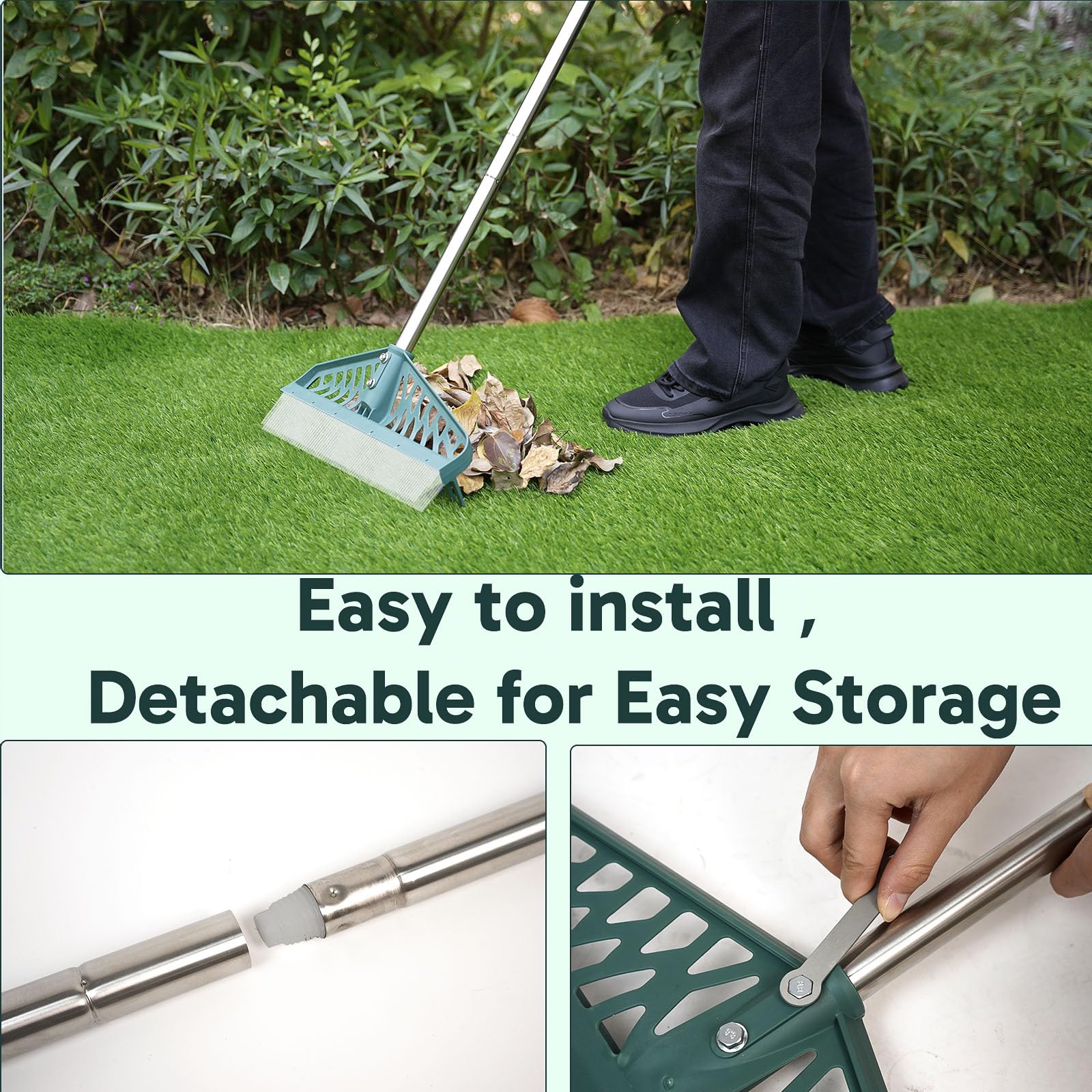 YEELOR rake head is 16 inches wide for faster turf coverage.
