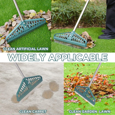YEELOR artificial turf rake removes debris efficiently from artificial grass.