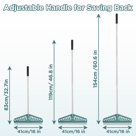 YEELOR artificial turf rake with stainless steel handle for durable, long-lasting cleaning leverage.