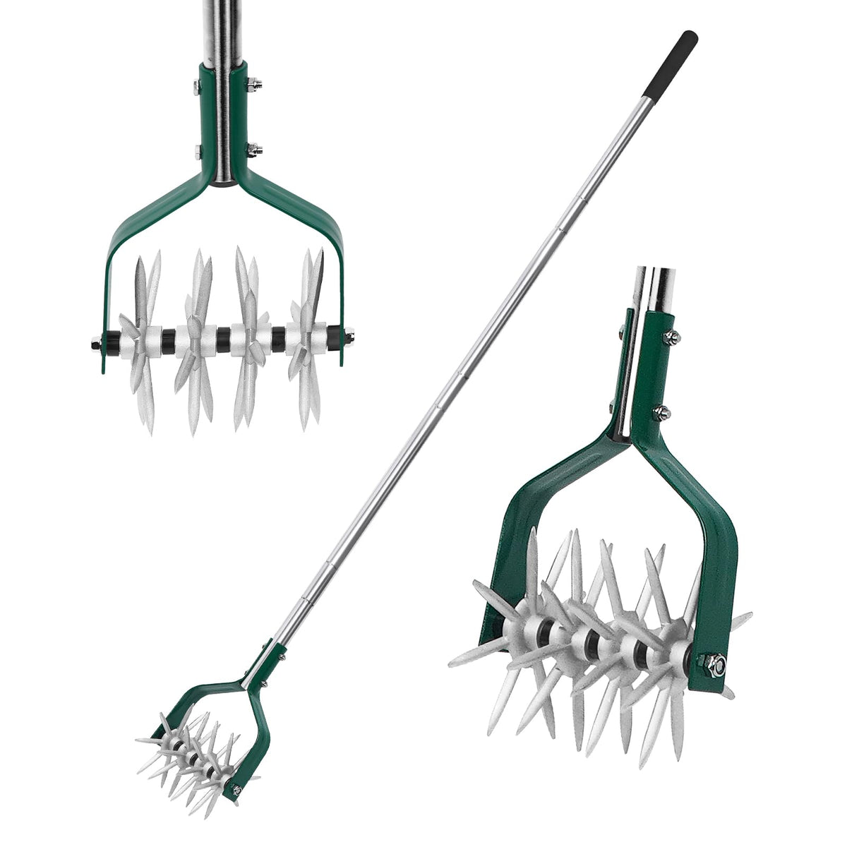 YEELOR garden cultivator showing adjustable handle for comfortable soil preparation.