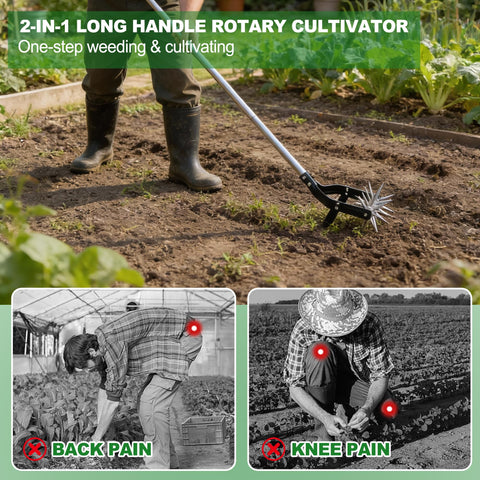 YEELOR Garden Rotary Cultivator durable aluminum gears ensure lasting performance.