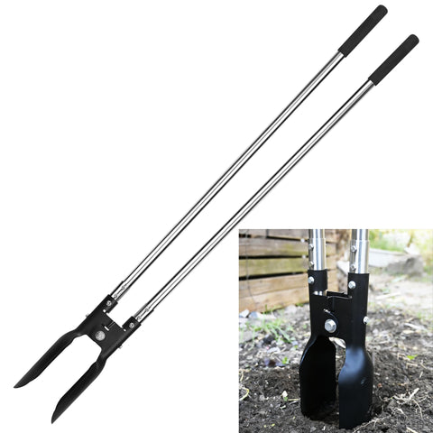 YEELOR post hole digger blade close-up showing durable one-piece manganese steel
