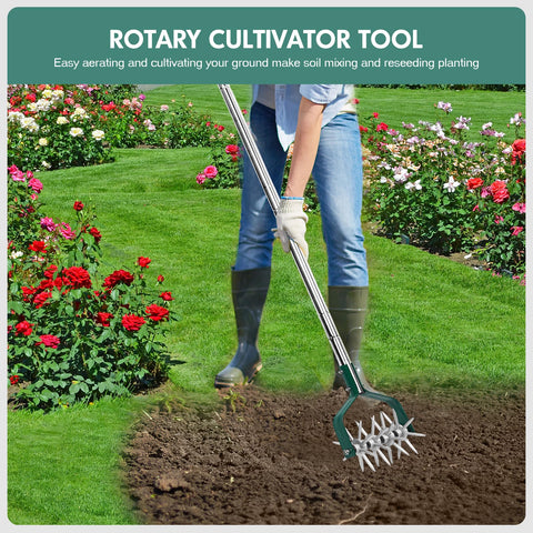 YEELOR rotary cultivator with four aluminum tines for sturdy soil penetration.