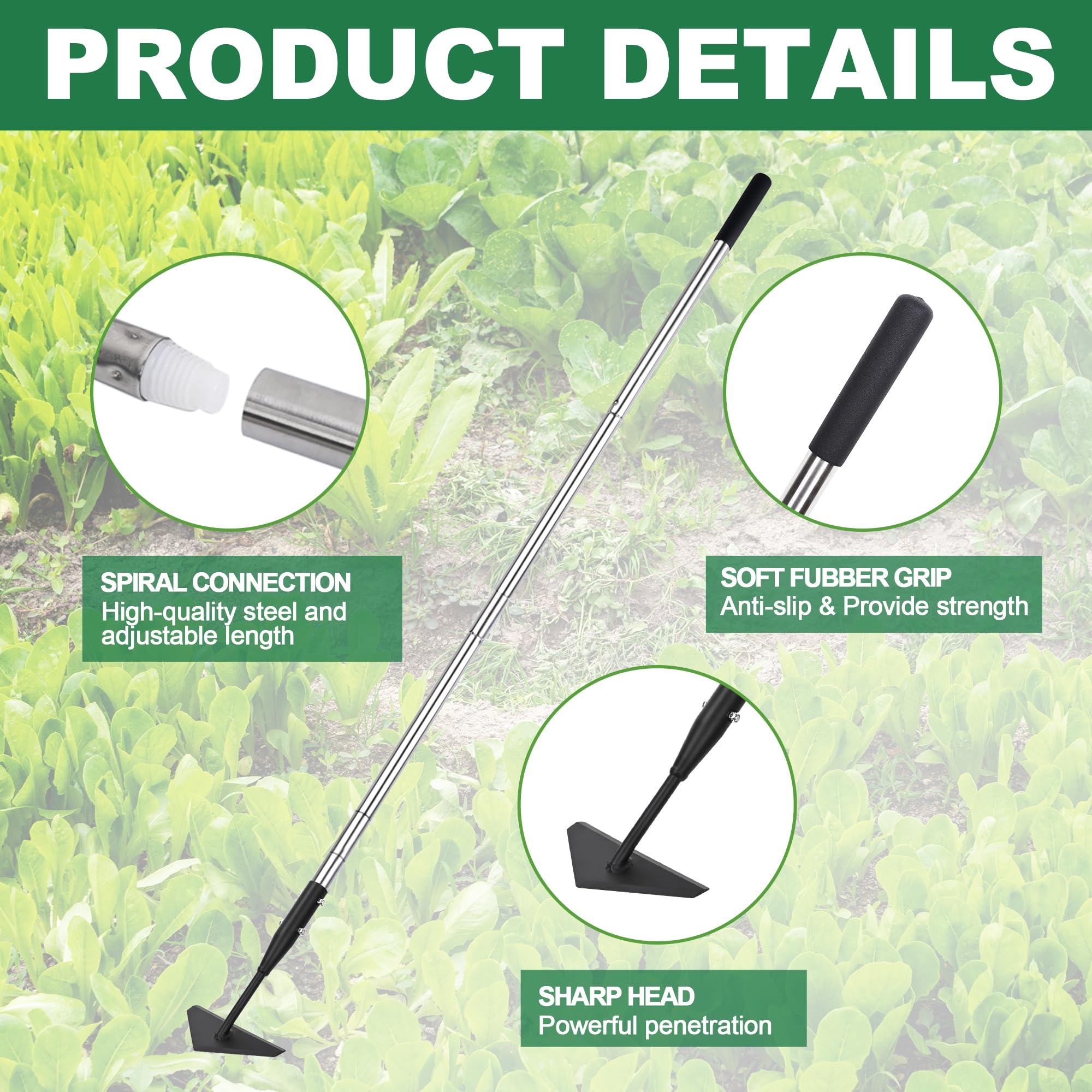 YEELOR sharp-triangular-head makes weed removal more efficient.