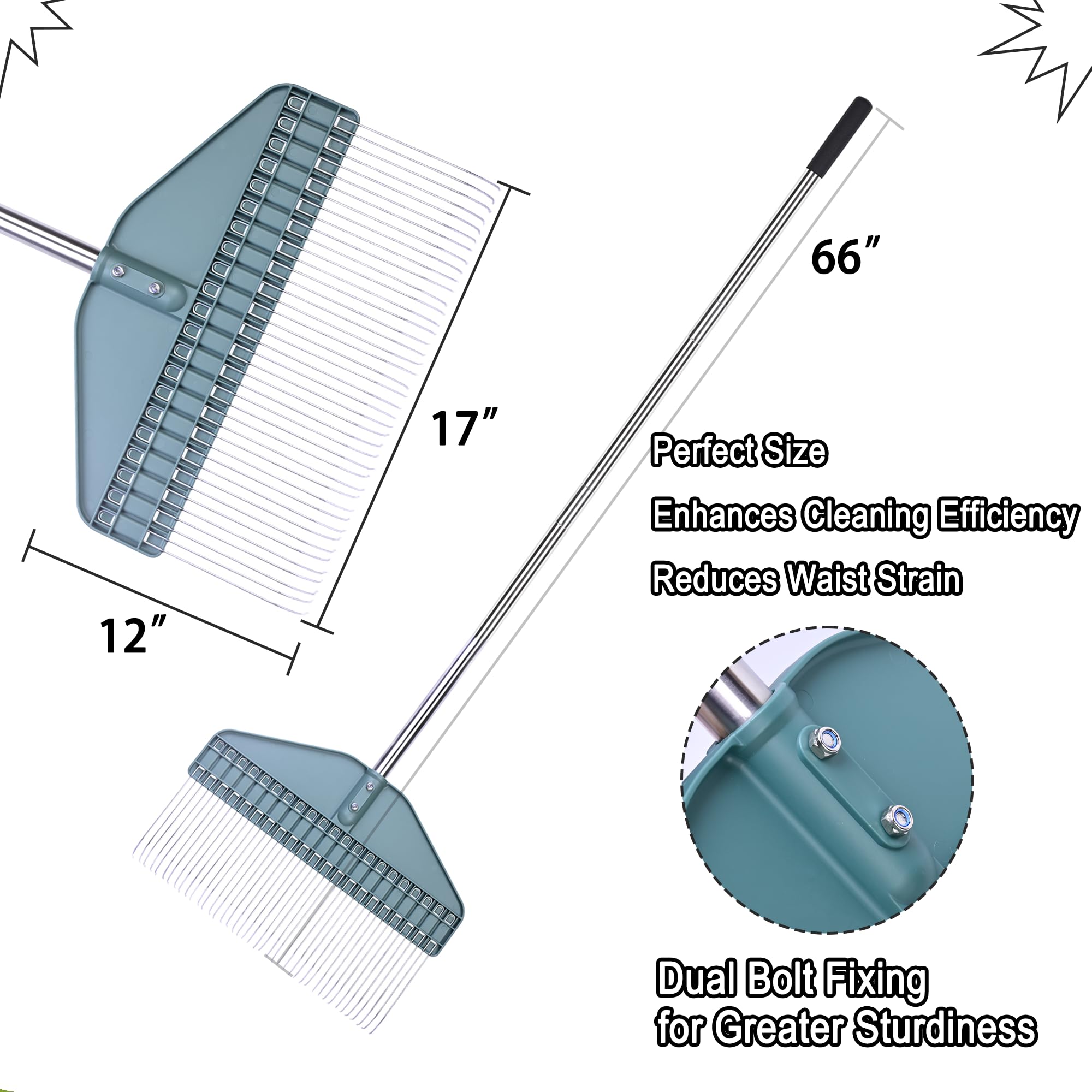 YEELOR rust-proof stainless handle ready for outdoor dethatching