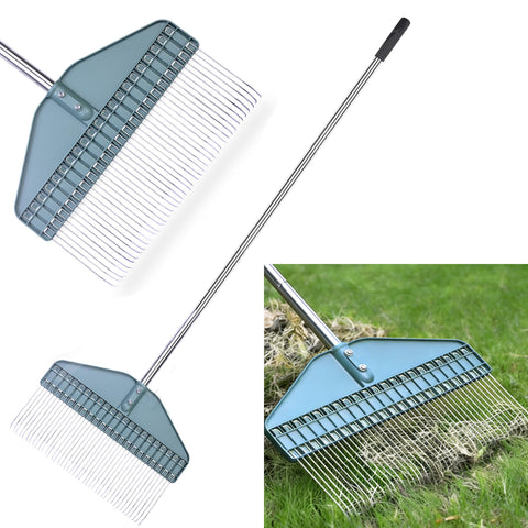 YEELOR thatch rake with 66-inch handle for deep thatch removal across lawns