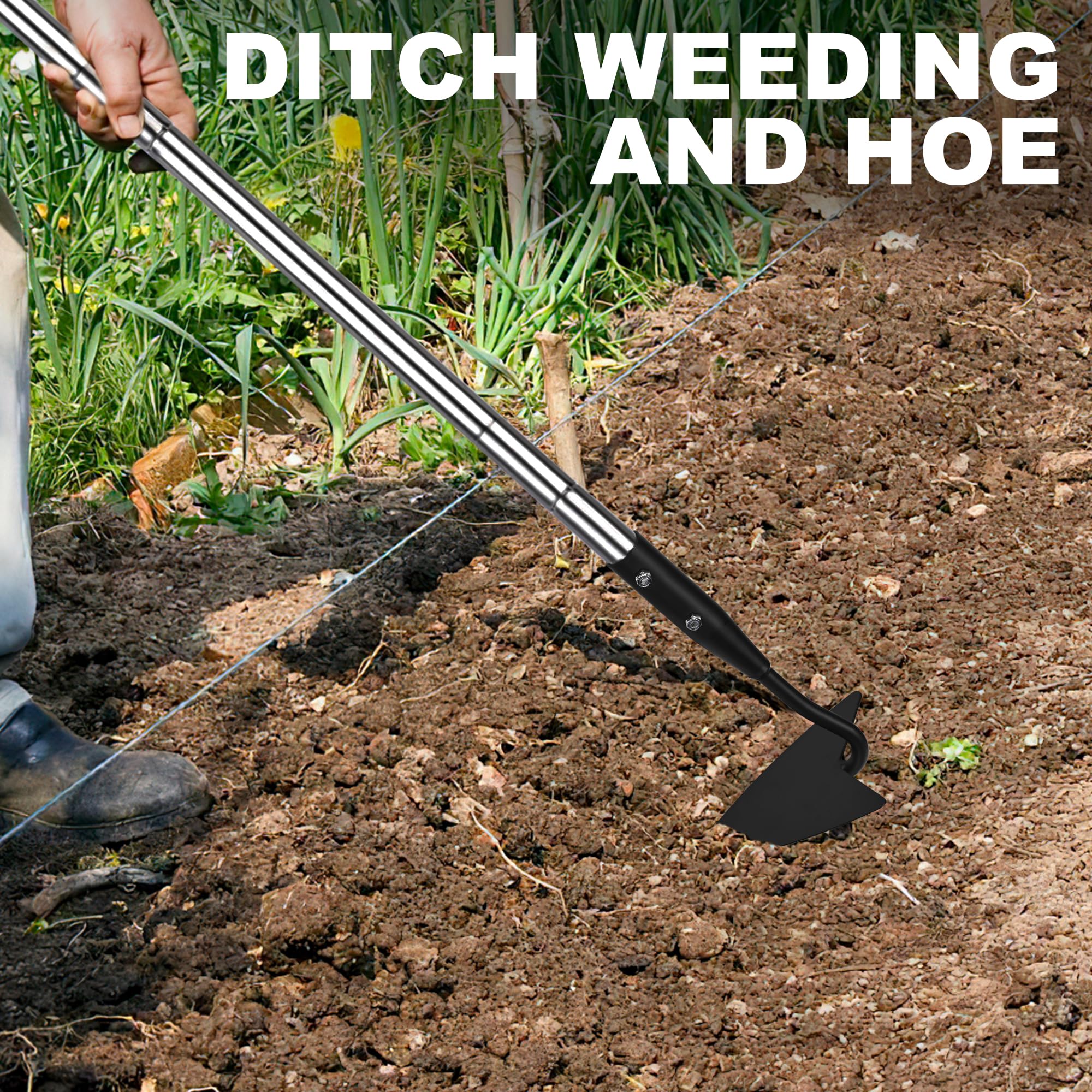 YEELOR Warren carbon steel shaft provides durable long reach for tough garden work.