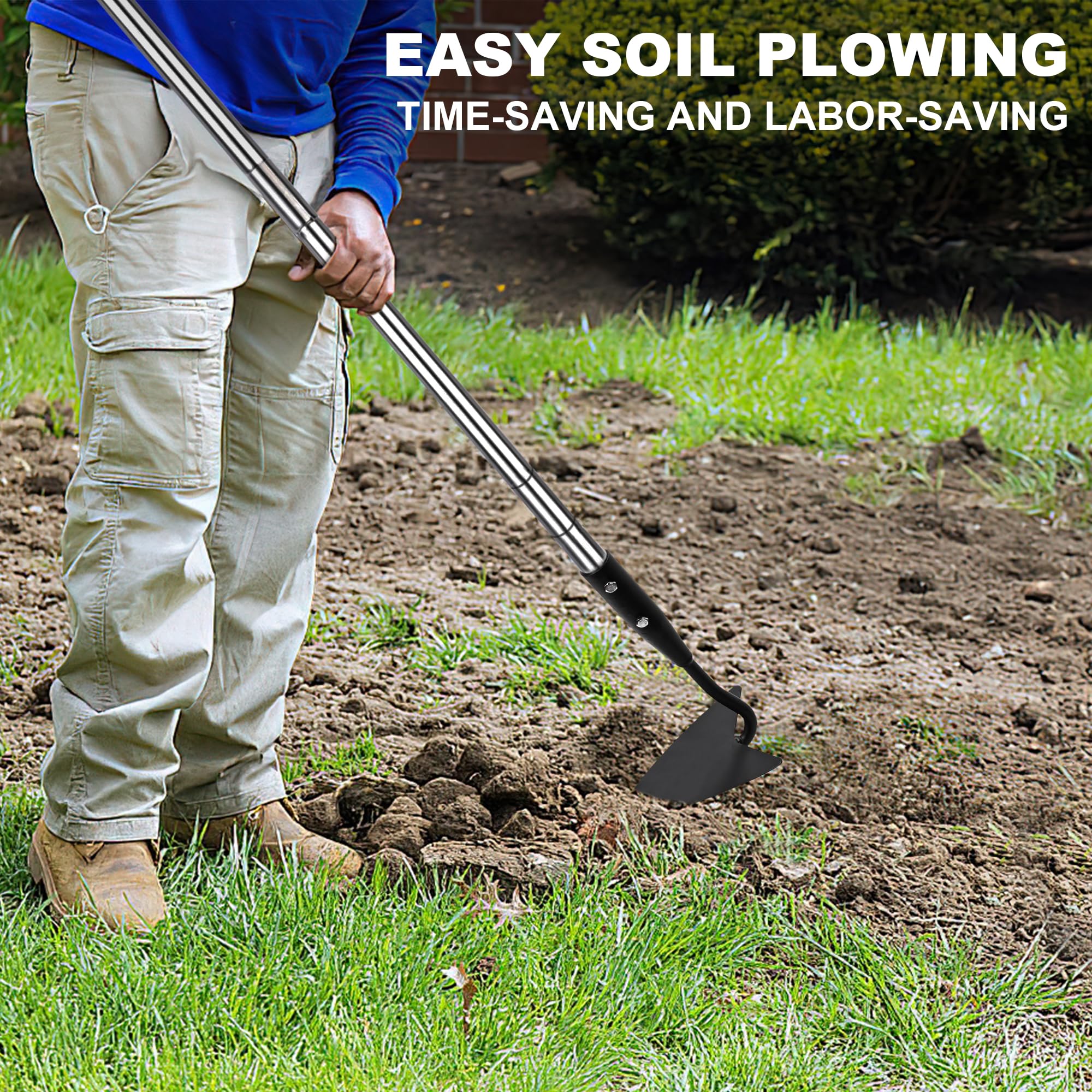 YEELOR Warren versatile hoe for loosening soil and bed preparation.