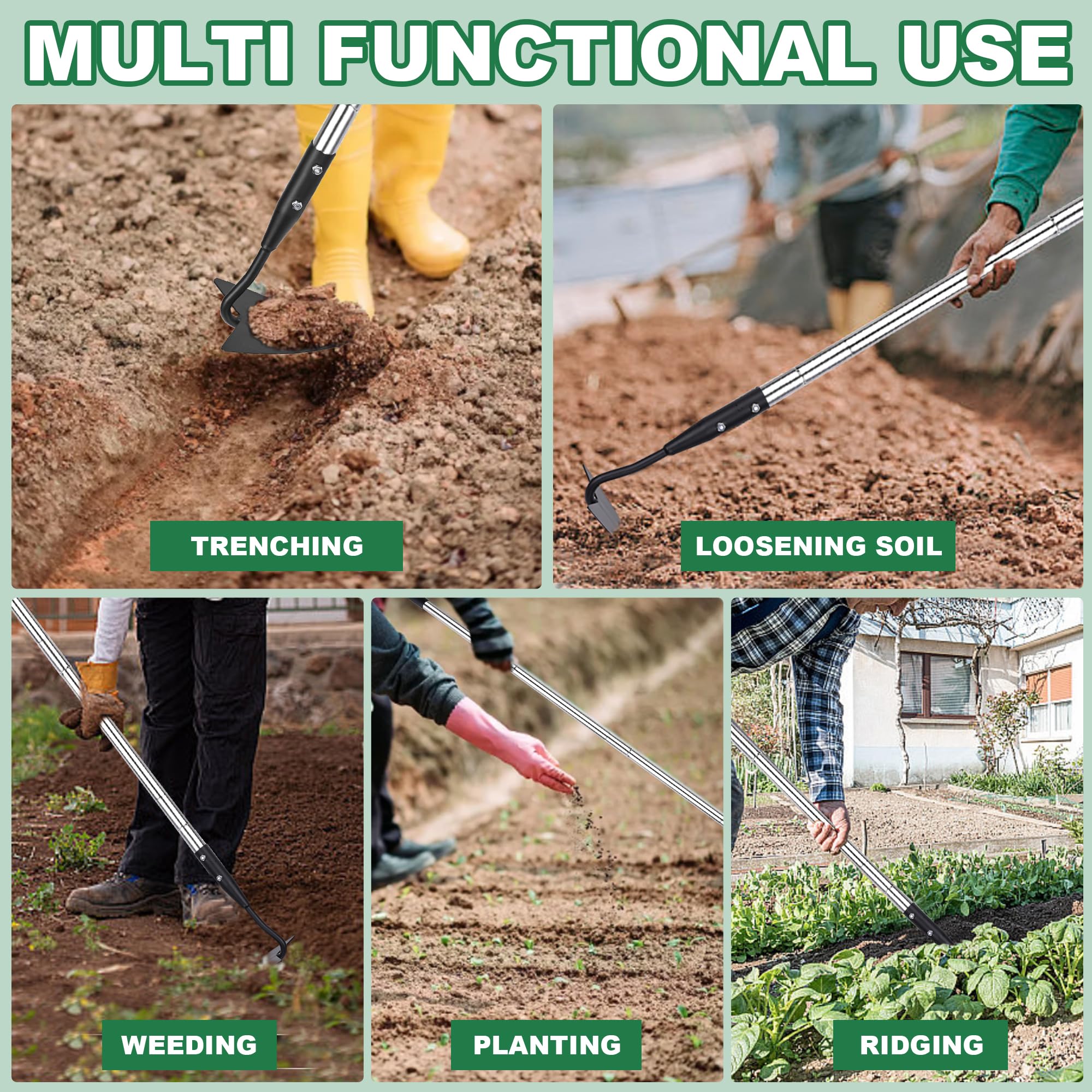 YEELOR Warren heavy-duty garden tool handles weeds and edging tasks.