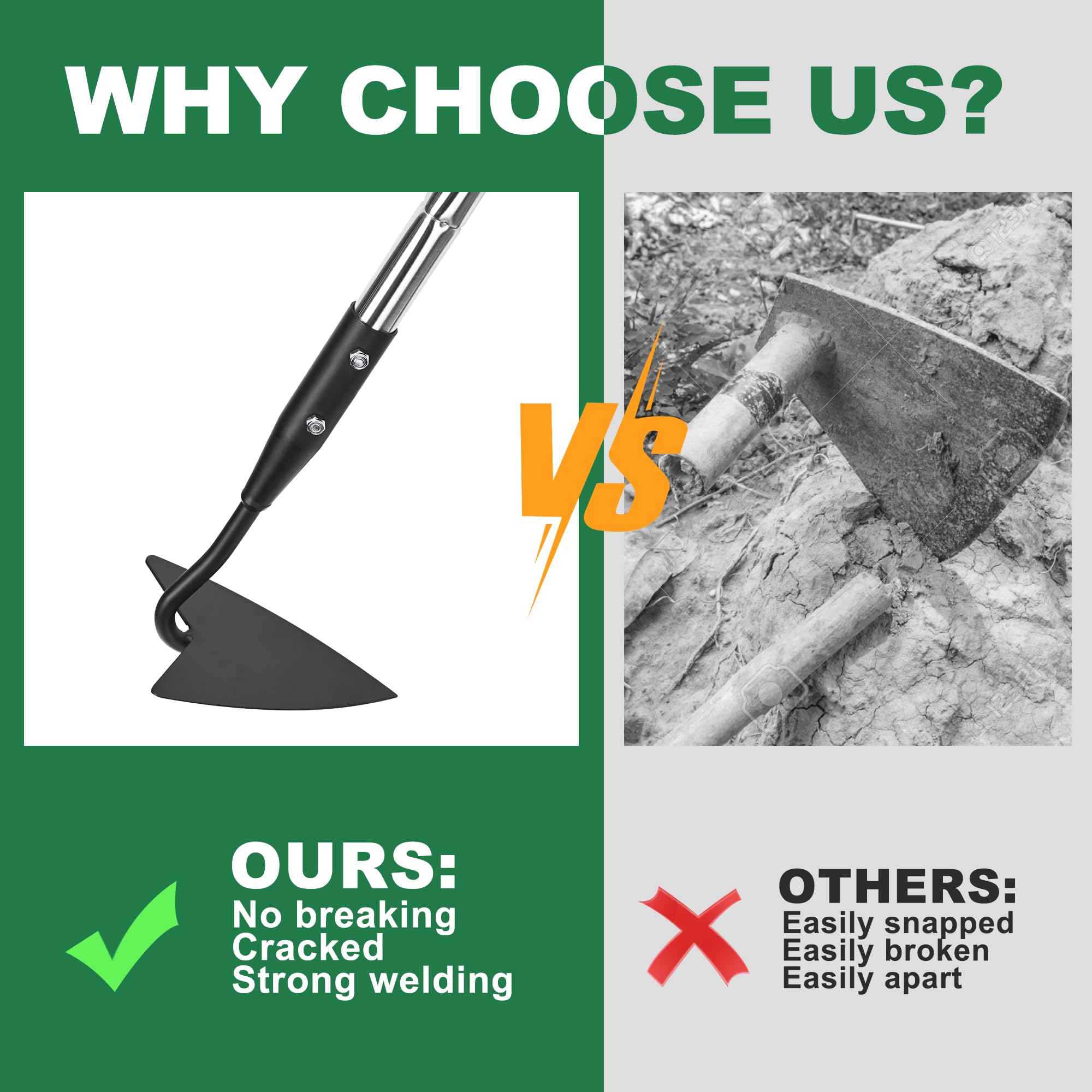 YEELOR Warren non-slip grip keeps steady control on damp soil.