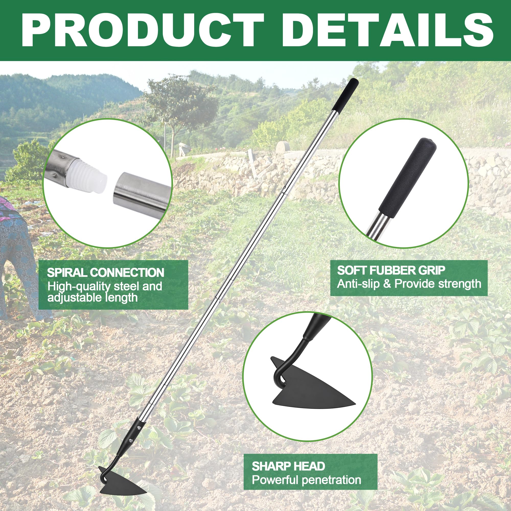 YEELOR Warren stainless-steel handle offers lasting strength during heavy digging.