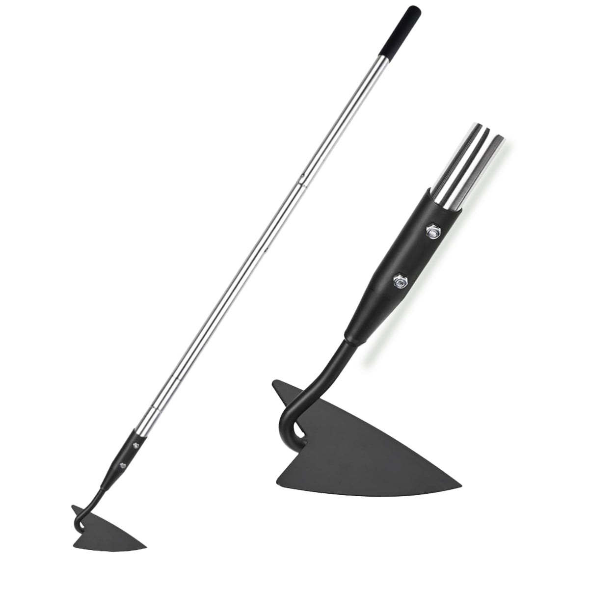 YEELOR Warren triangle blade hoe for precise weeding and ridging in raised beds.