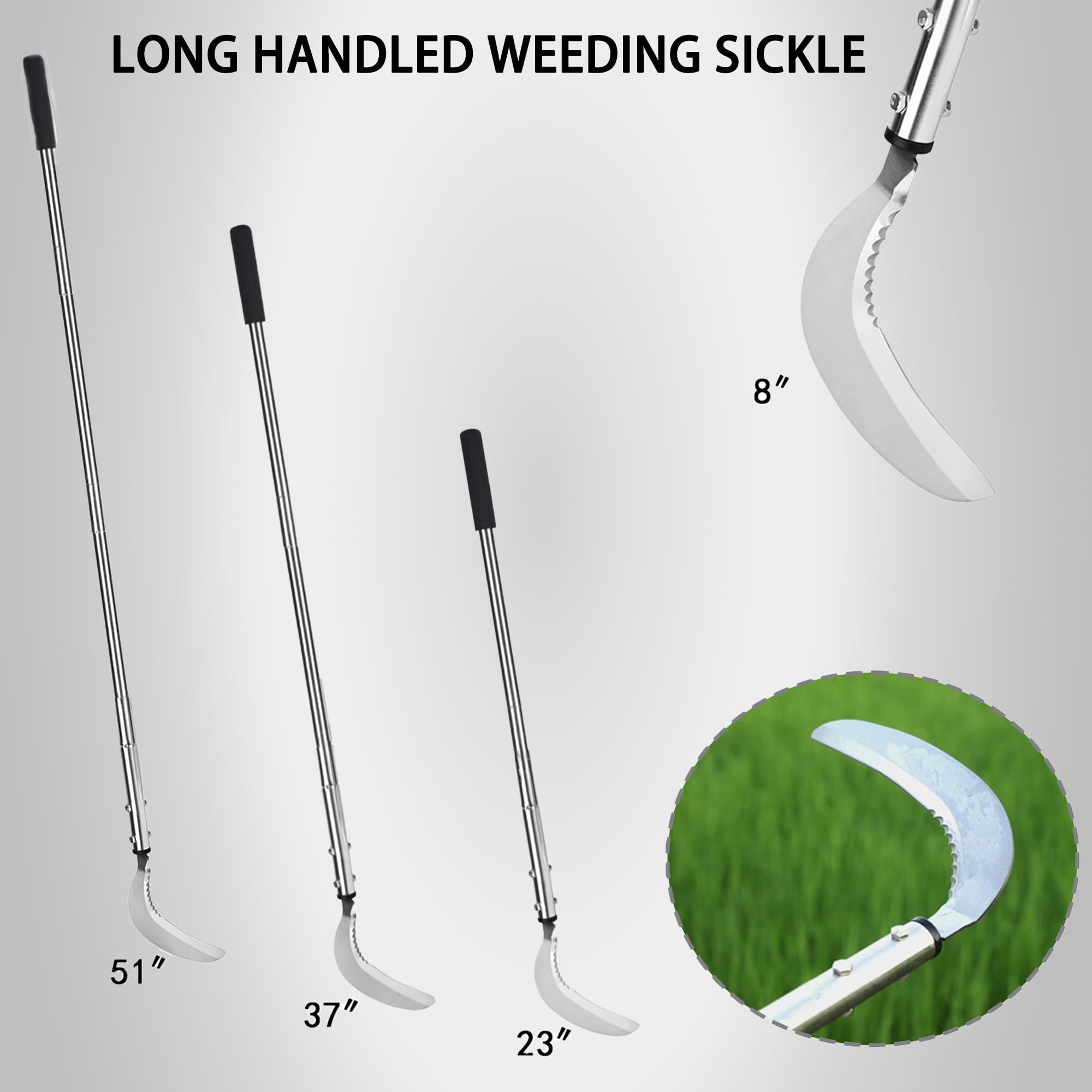 YEELOR weeding sickle 2-in-1 blade design for soft and tough weeds