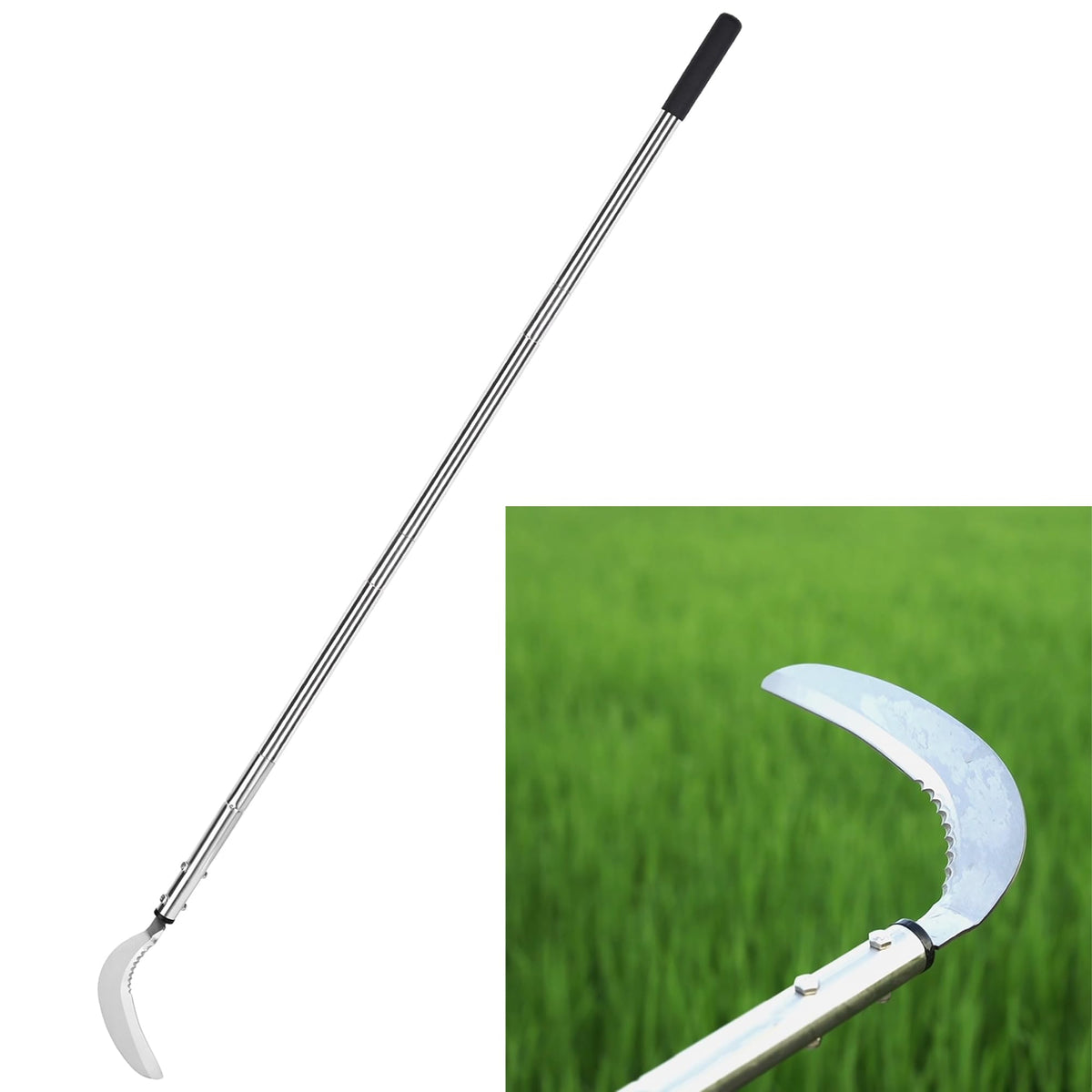 YEELOR weeding sickle with 51in adjustable handle for extended reach in lawns