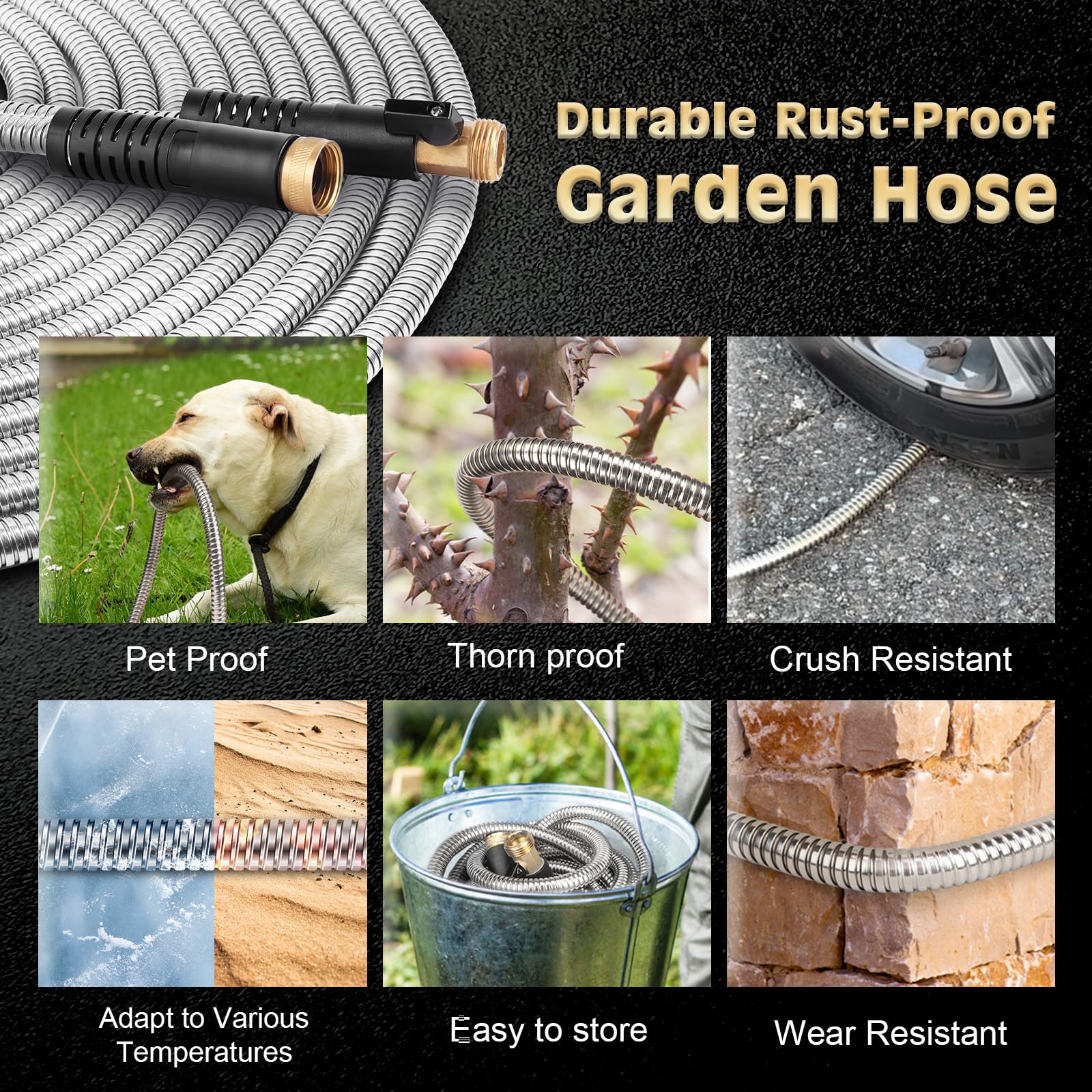All-weather Yeenuo hose remains flexible in heat and cold.