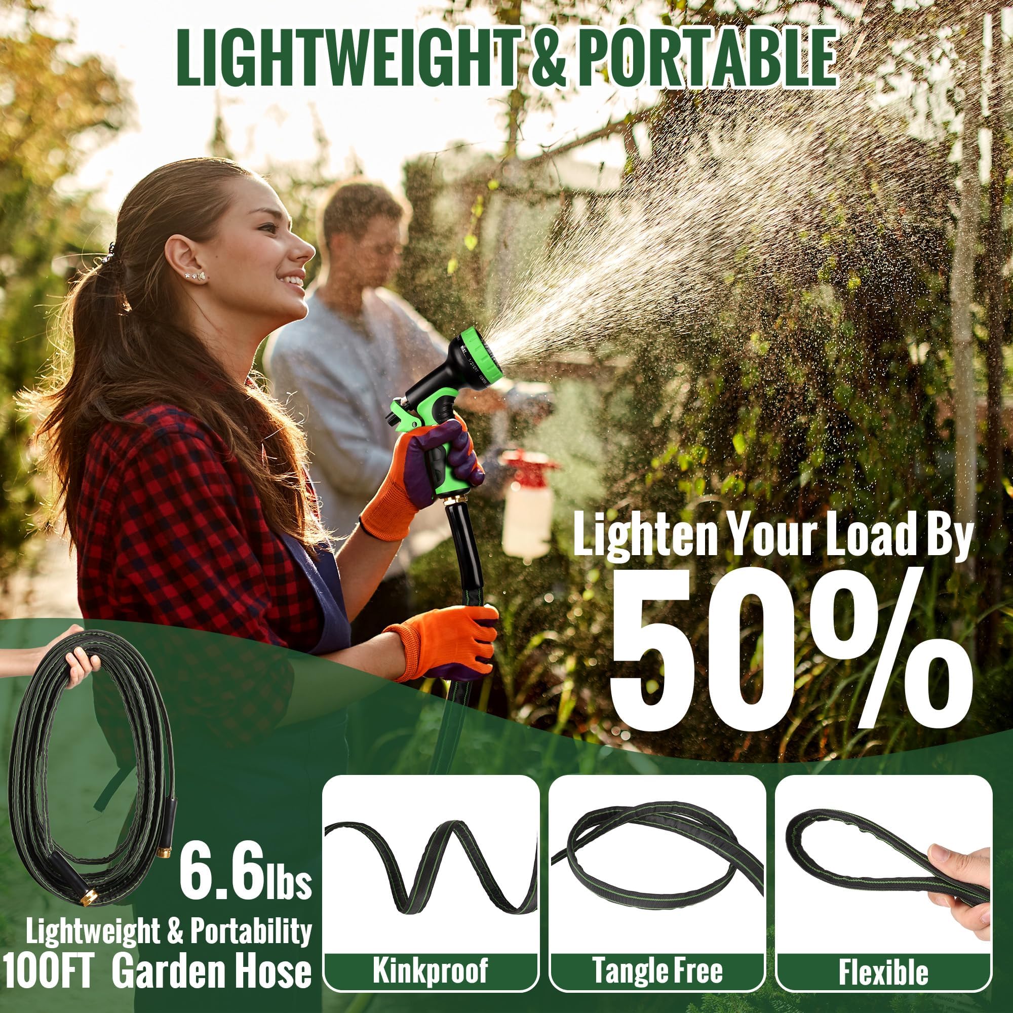 Yeenuo garden hose high-pressure connection supports a consistent spray for cleaning tasks.
