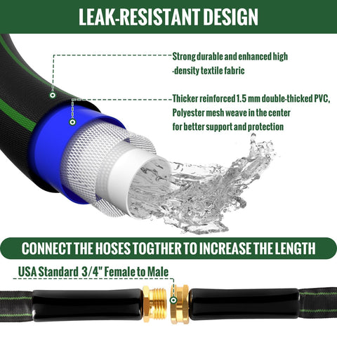 Yeenuo garden hose lightweight coil enables effortless maneuvering around trees and corners.
