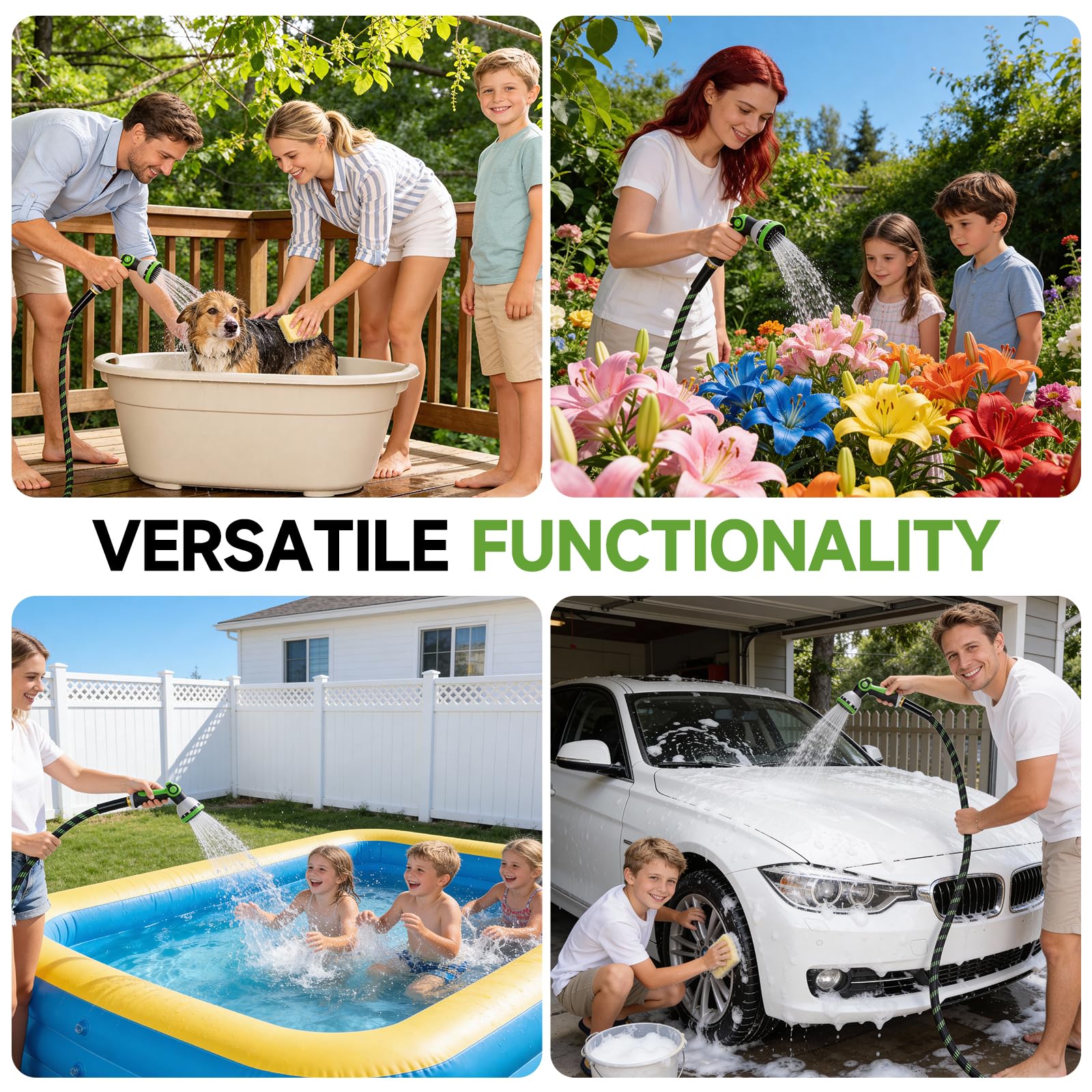 Yeenuo garden hose available in multiple lengths for flexible reach
