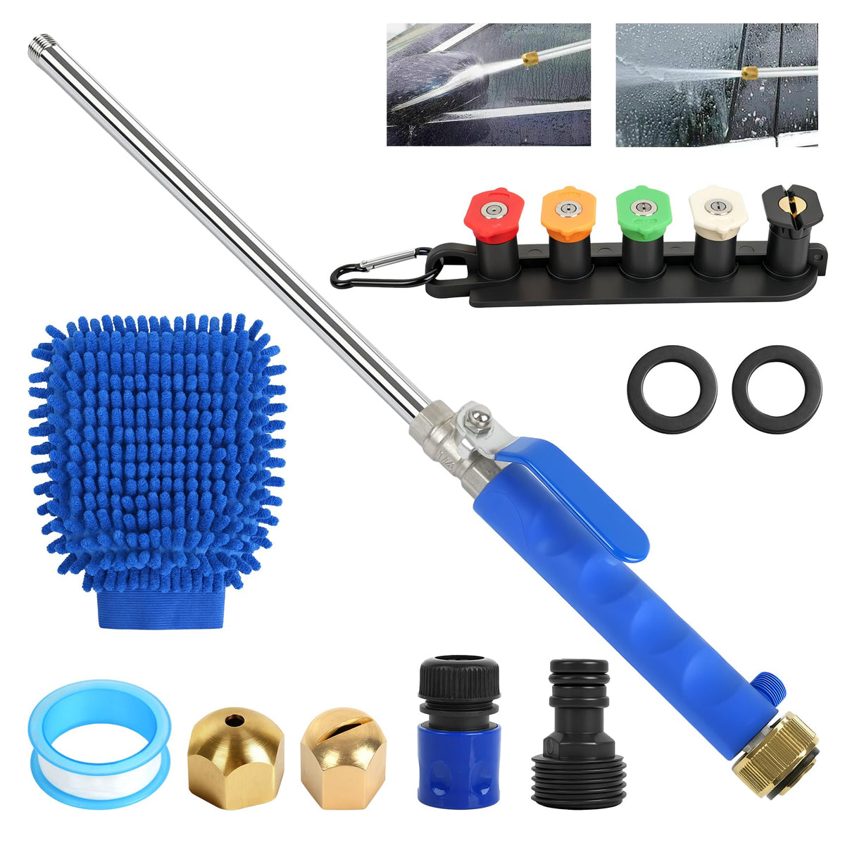 Yeesingsen Jetnozzle 7in1 set showcases versatile spray options for gardening and cleaning tasks.
