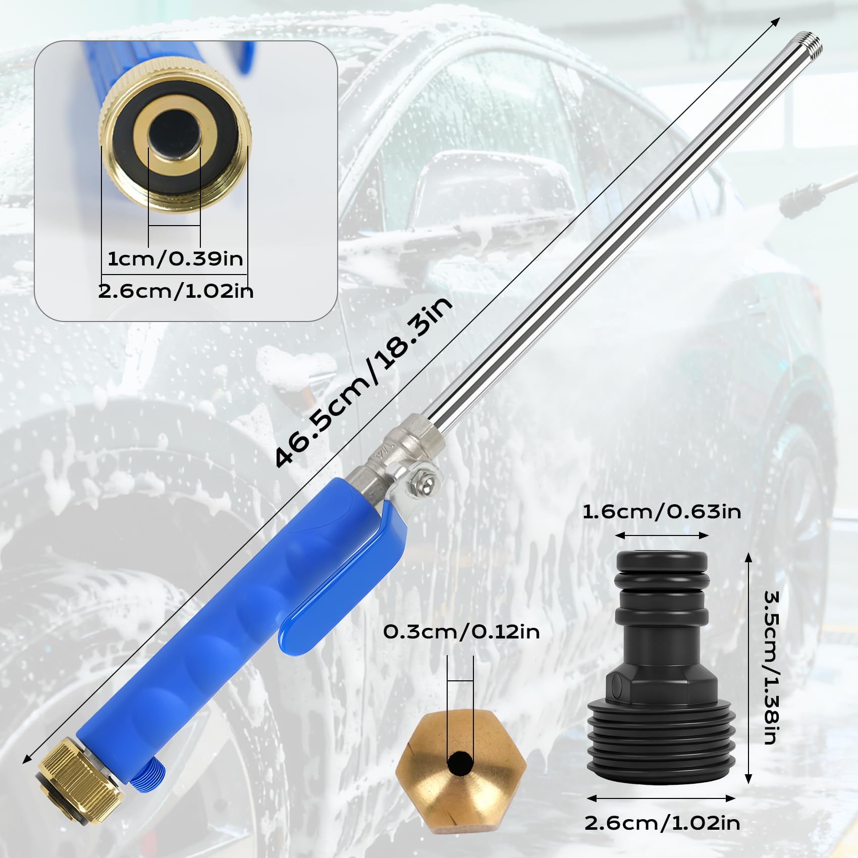 Yeesingsen Jetnozzle car wash attachment boosts efficiency with adjustable spray.