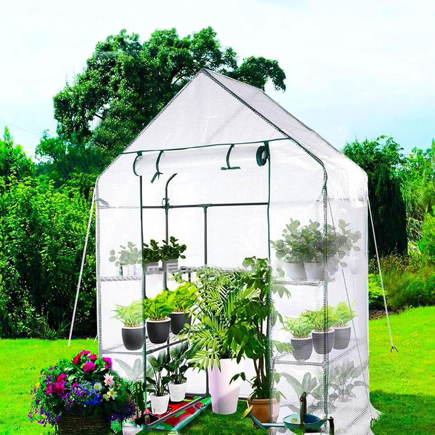 Yeesport walk-in greenhouse cover front view shows easy access for year-round gardening
