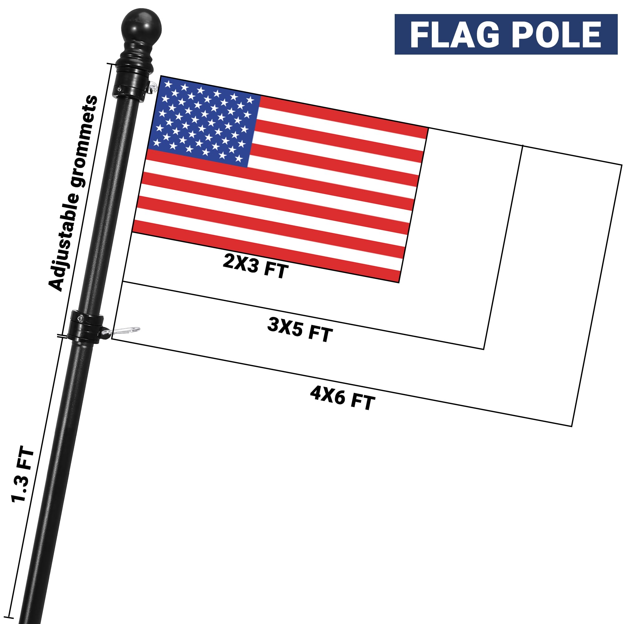 Yeesun flag pole assembled set ready for outdoor mounting and use