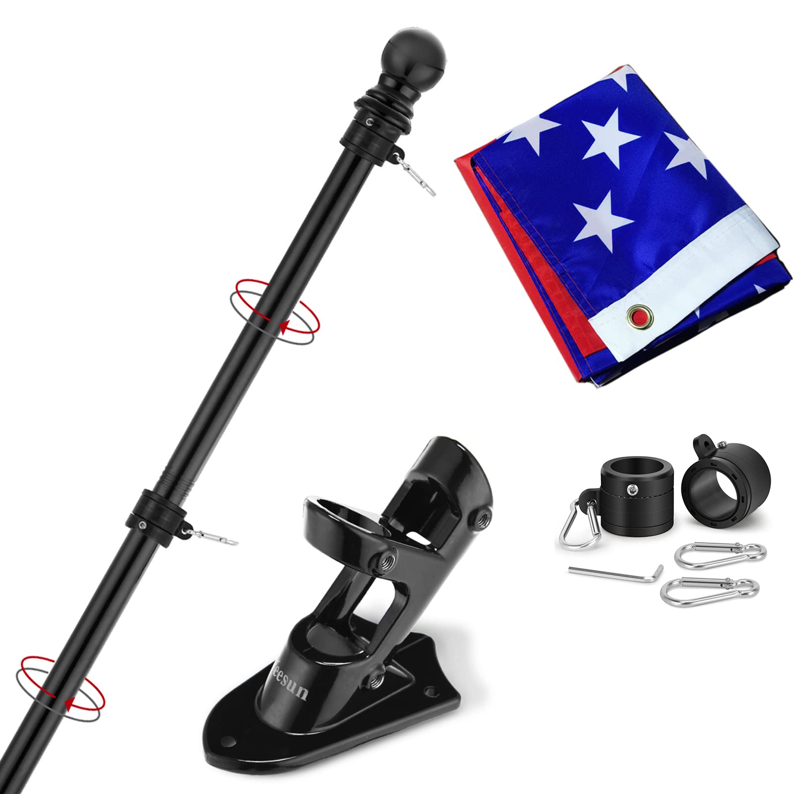 Yeesun flag pole assembly for stable outdoor mounting and easy setup