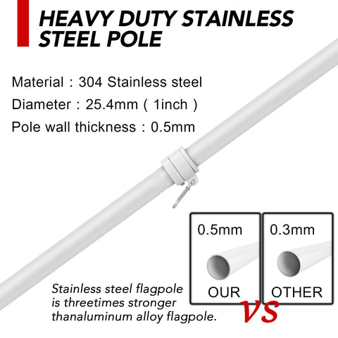 Yeesun stainless steel flag pole with 1-inch diameter for strong everyday use