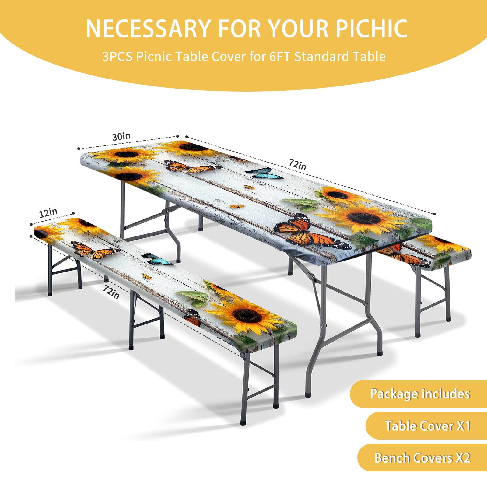 YEYE JUICE bench covers protecting seating on a picnic bench